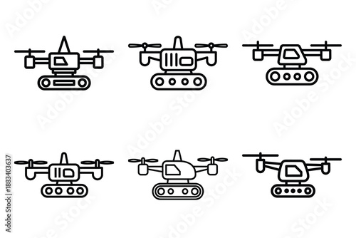 construction drone outline vector icon set. construction simple outline isolated icons collection.Vector flat graphic design illustration.