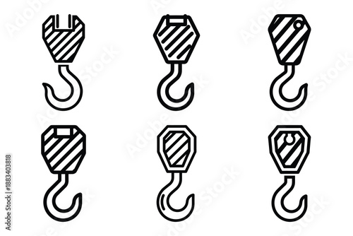 construction hook outline vector icon set. construction simple outline isolated icons collection.Vector flat graphic design illustration.