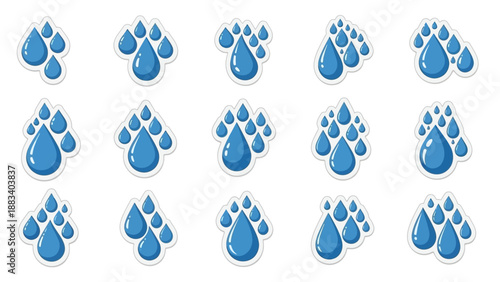 Blue bear paw print stickers arranged in a grid pattern on a white background
