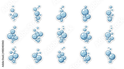 A collection of blue flowers in various arrangements on a white background vector illustration