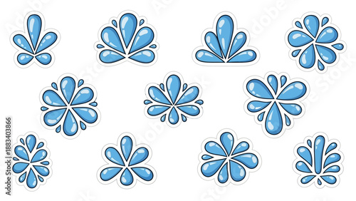 A serene blue ocean wave pattern graphics displayed on a clean white background