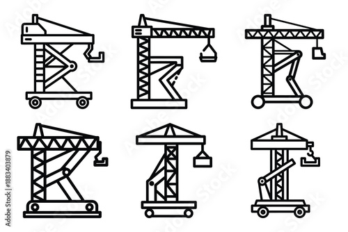 construction lift outline vector icon set. construction simple outline isolated icons collection.Vector flat graphic design illustration.