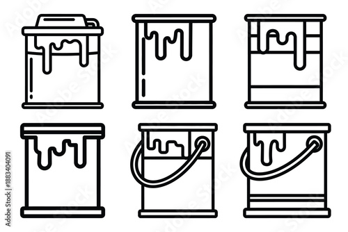 construction paint can outline vector icon set. construction simple outline isolated icons collection.Vector flat graphic design illustration.