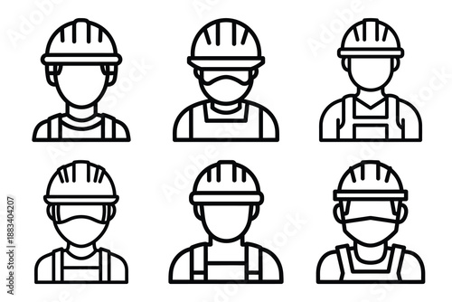 construction safety training outline vector icon set. construction simple outline isolated icons collection.Vector flat graphic design illustration.