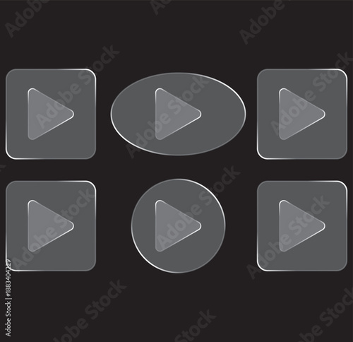 Play button glass icon vector. glass video buttons transparent background symbol. vector illustration
