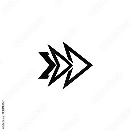 Abstract geometric arrow design elements pointing right on transparent background