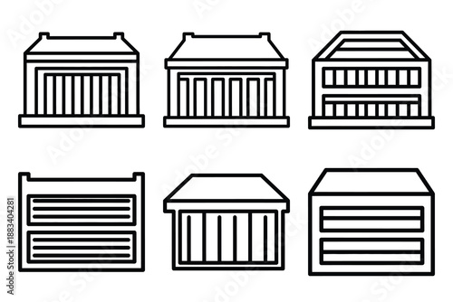 construction storage container outline vector icon set. construction simple outline isolated icons collection.Vector flat graphic design illustration.