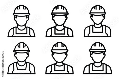 construction worker outline vector icon set. construction simple outline isolated icons collection.Vector flat graphic design illustration.