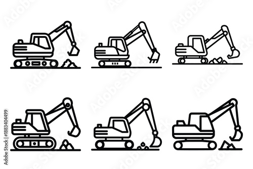 demolition work outline vector icon set. construction simple outline isolated icons collection.Vector flat graphic design illustration.