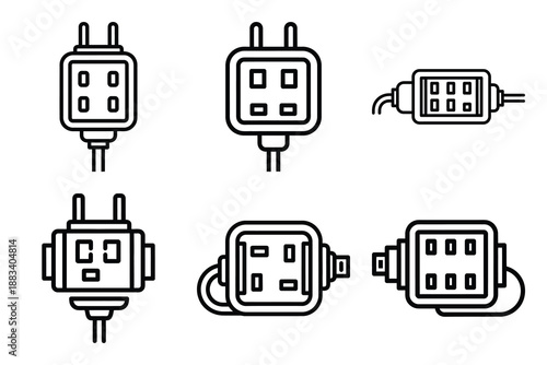 extension cable outline vector icon set. construction simple outline isolated icons collection.Vector flat graphic design illustration.
