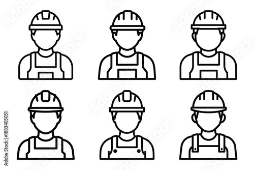 foreman worker outline vector icon set. construction simple outline isolated icons collection.Vector flat graphic design illustration.