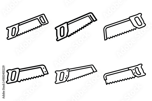 hand saw tool outline vector icon set. construction simple outline isolated icons collection.Vector flat graphic design illustration.