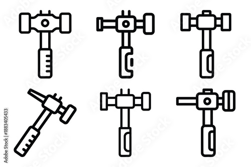 jackhammer tool outline vector icon set. construction simple outline isolated icons collection.Vector flat graphic design illustration.