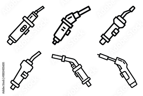 metal cutting torch outline vector icon set. construction simple outline isolated icons collection.Vector flat graphic design illustration.