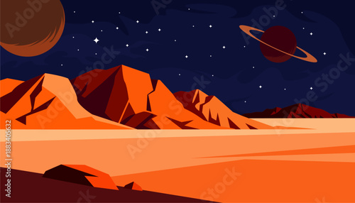 illustration of outer space scenery with its planets