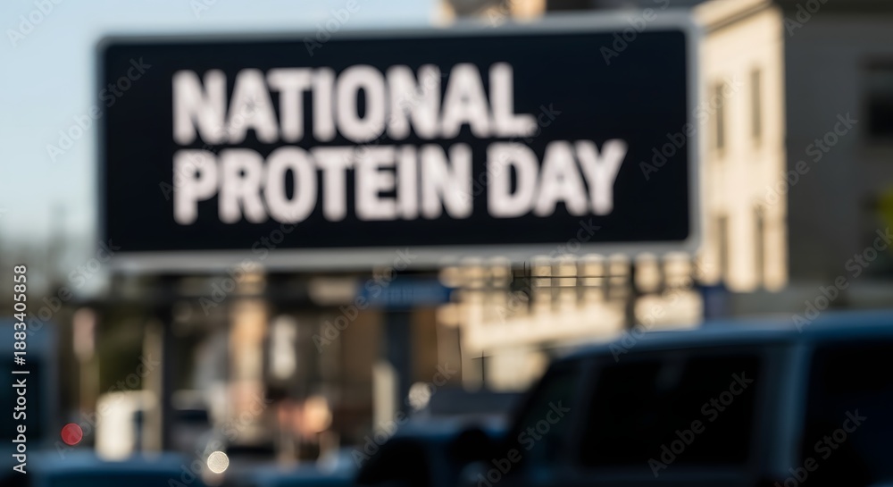 Obraz premium National protein day promotion on large billboard sign outdoors