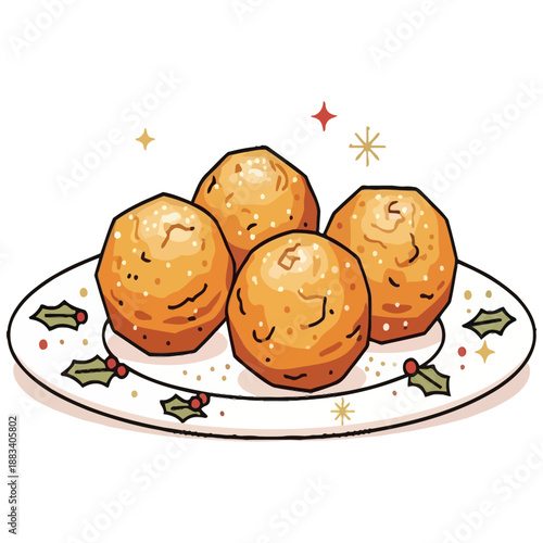Delicious muffins on a festive plate mexican culture  Vector