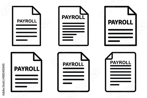 payroll document outline vector icon set. construction simple outline isolated icons collection.Vector flat graphic design illustration.