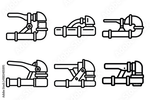 pipe cutter outline vector icon set. construction simple outline isolated icons collection.Vector flat graphic design illustration.