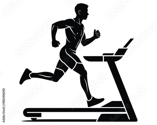 Man running on a treadmill for fitness