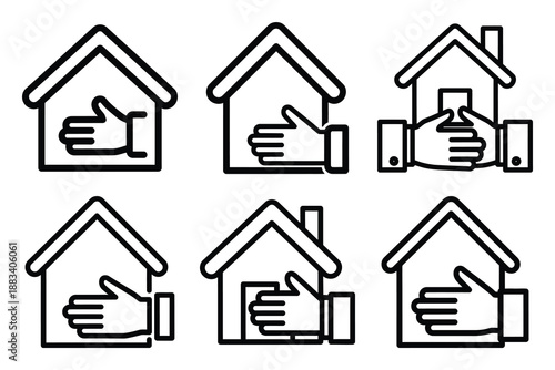 property handover outline vector icon set. construction simple outline isolated icons collection.Vector flat graphic design illustration.