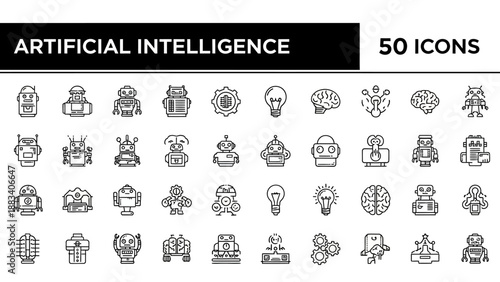 Artificial intelligence icons set