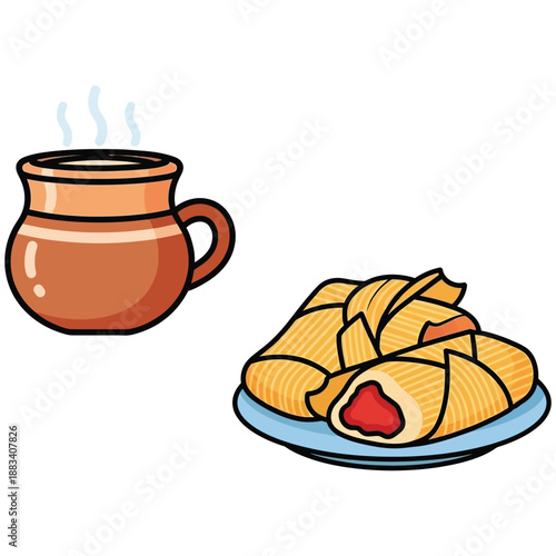 Cozy morning breakfast mexican culture Vector