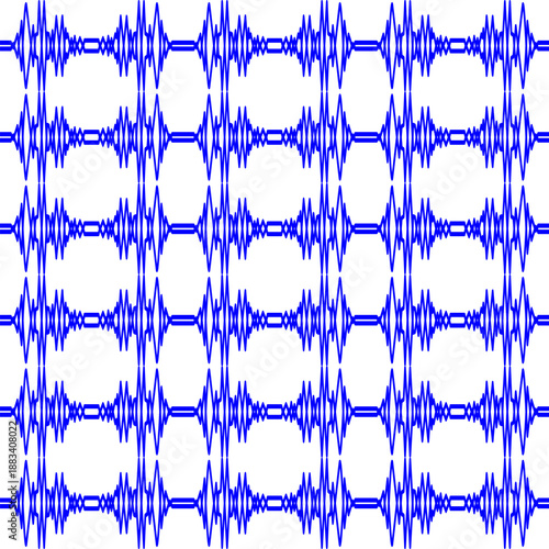 Seamless Blue Frequency Wave Pattern: Professional Audio Signal Lattice Vector Illustration with Symmetrical Motif for Tech Decor and Digital Prints
