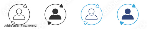 User Refresh Icon Set. Profile Update Symbols. Account Sync, Reload User, Vector Illustration.