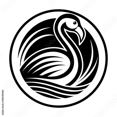 Filled style icon showing a flamingo logo