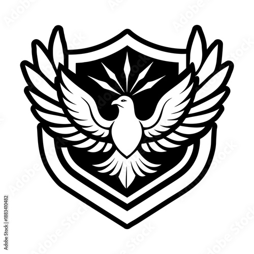 Glyph style icon of a dove crest