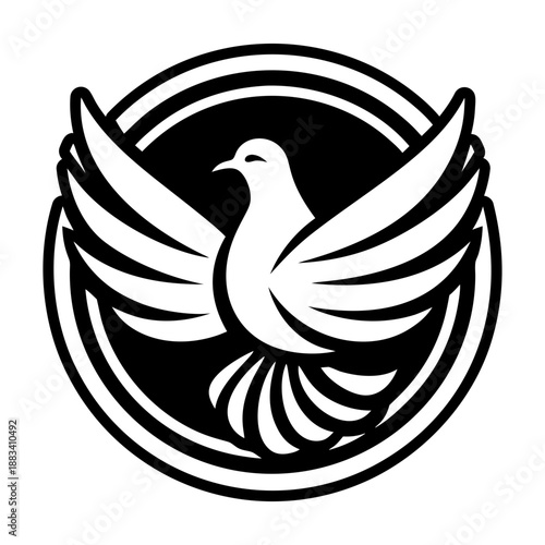 Filled style icon representing a dove logo