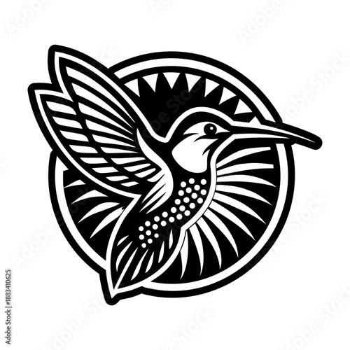 Filled style icon showing a hummingbird logo