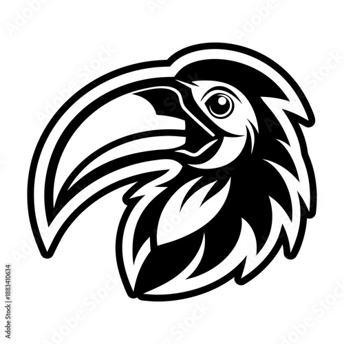 A solid style icon showing a hornbill logo