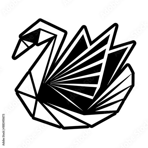 Filled style icon of an origami swam