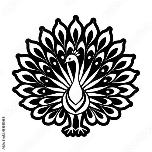 A solid style icon showing a peacock logo