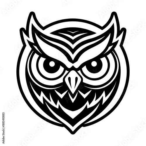 A solid style icon of a screech owl