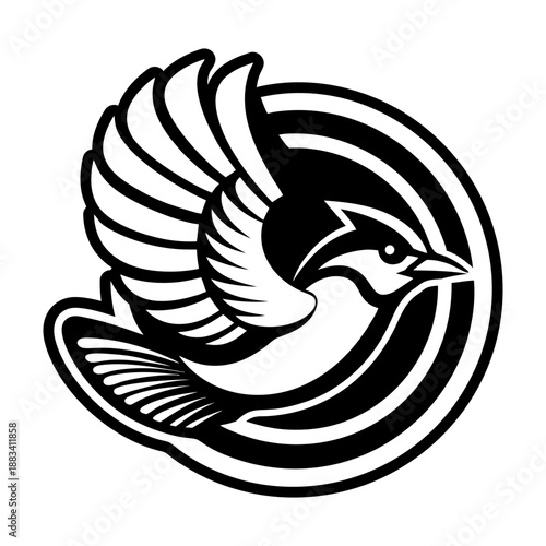 A solid style icon of a bird logo