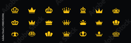 Royal Crown Silhouettes Set Black Vector Icons Collection King Queen Crowns,. Crown icons set. Crown symbol collection. vintage monarchy and royalty, minimal ornate and imperial crowns, luxury royal