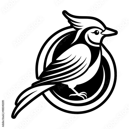 Filled style icon showing a bluebird head