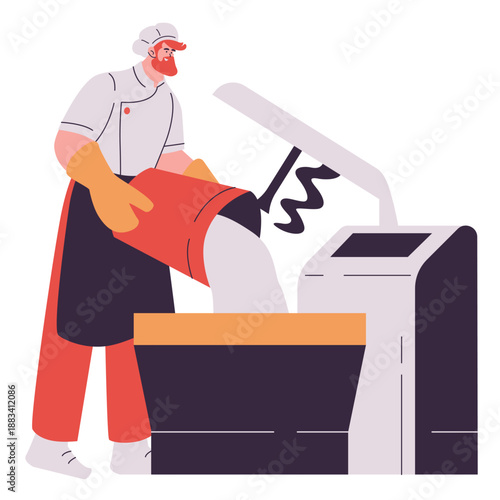 sweet dessert production in modern patisserie illustration