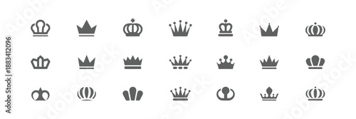Royal Crown Silhouettes Set Black Vector Icons Collection King Queen Crowns,. Crown icons set. Crown symbol collection. vintage monarchy and royalty, minimal ornate and imperial crowns, luxury royal