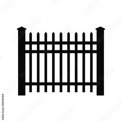 Metal fence barrier construction security silhouette vector illustration