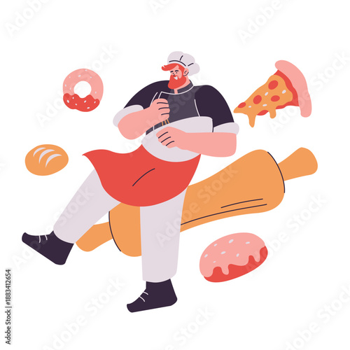 french patisserie dessert making process illustration