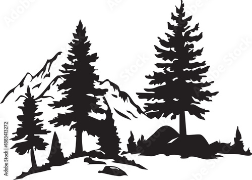 Adventure at the mountain graphic artwork for t shirt and others. Mountain with tree retro vintage print design. outdoors mountain,hand drawn mountain illustration, pain tree with adventure vector art