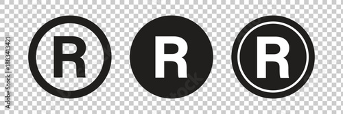 Transparent PNG available
Registered trademark symbol vector illustration, black and white R logo design, intellectual property protection icon, branding identity element, legal business rights, copyr