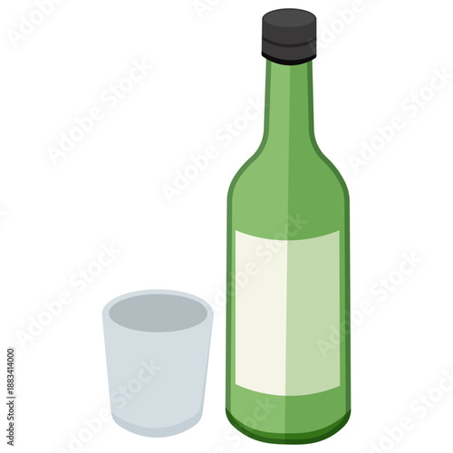 Korean Soju Bottle And Shot Glass