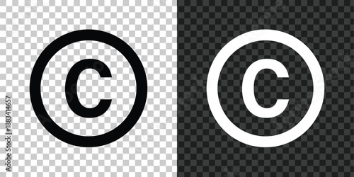 Black filled copyright symbol and outlined copyright sign vector illustration, intellectual property rights icon, creative license design, legal protection concept, trademark registration