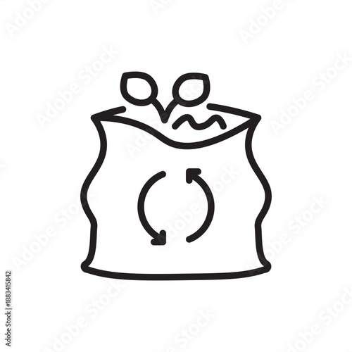 Composting plant icon symbolizing industrial organic waste recycling and soil health, represents bio-waste processing, circular agriculture, nutrient recovery systems, and sustainable humus production