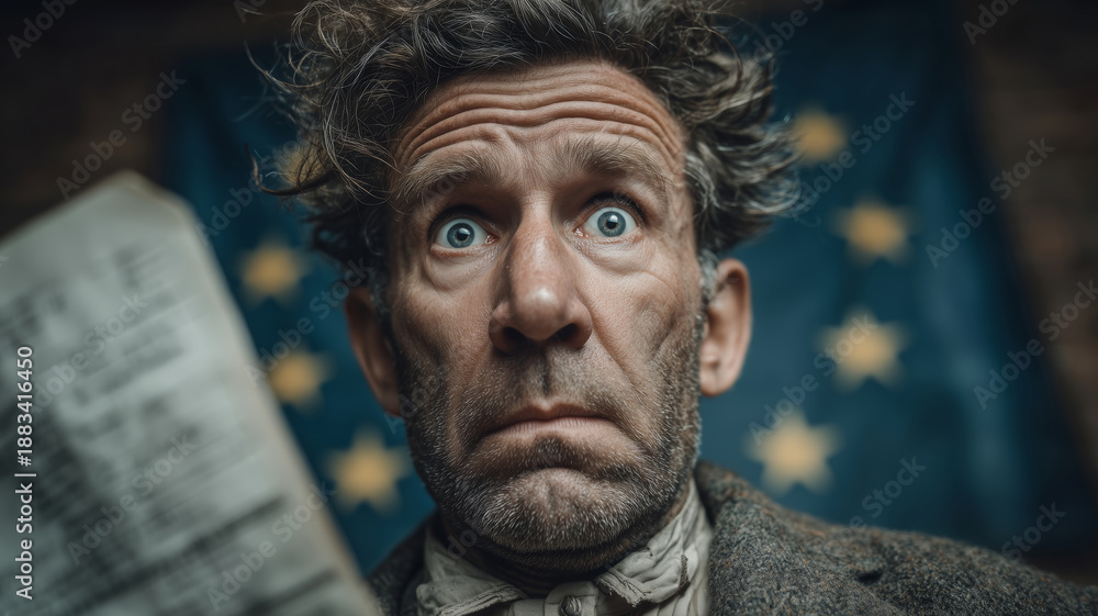 Fototapeta premium Household shocked by unexpected electricity bill reveals financial stress